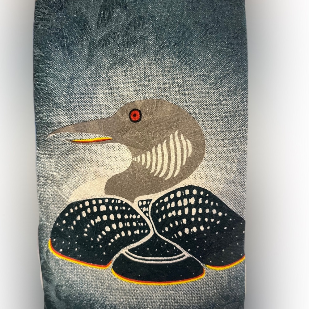 Jessie Oonark Inuit LOON Silk Neck Tie Aboriginal Art Ties Hand Screenprinted